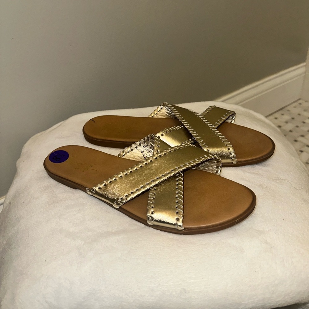 Gold and Tan Sandals